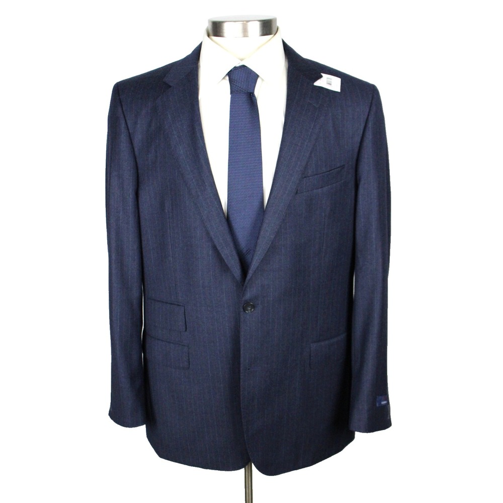 Brooks Brothers 1818 Classic Suit 44 L 38W Mens Navy Stripe Reda Wool 2 Piece